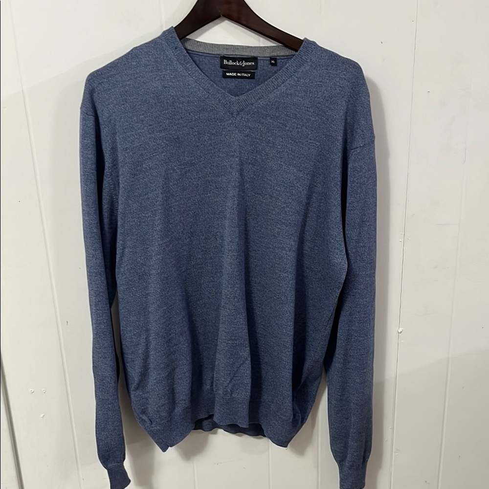Men’s Italian Bullock & Jones Blue V-Neck Sweater XL